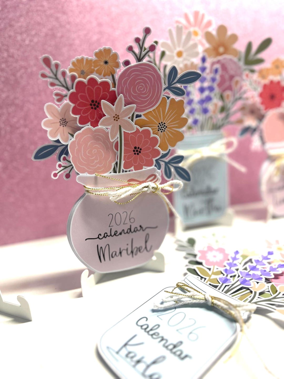 Personalized Floral Desk Calendar 2026 – Mini Desk Calendar Gift - Etsy UK