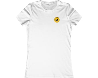 Power To The People 1960s Black Panther Party Slogan Yellow Button Logo Women's Favorite White Tee