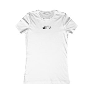 Aries Zodiac Horoscope Astrology Fire Sign Gift Vogue Font Women's Favorite White Tee image 1