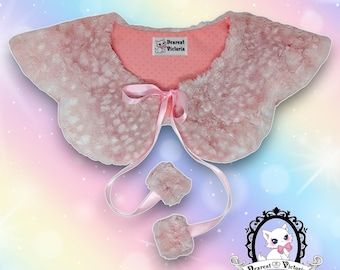 Pink Scalloped Fawn Fur Collar