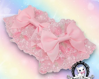 Pink Floral Lace Wrist Cuffs