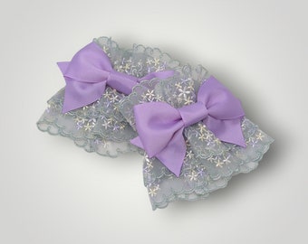 Lavender and Seafoam Lace Wrist Cuffs