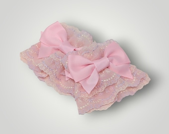 Pink, Lavender and Yellow Lace Wrist Cuffs