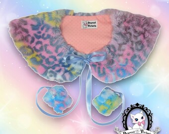 Rainbow Leopard Fur Collar
