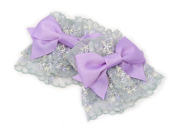Lavender and Seafoam Lace Wrist Cuffs