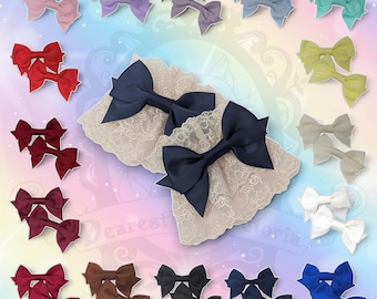 Signature Cream Bow Lace Wrist Cuffs - Your choice of bow color!
