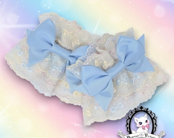 Tiny Pastel Rainbow Bow Lace Wrist Cuffs