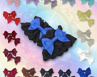 Cross Lace - Black Wrist Cuffs - Your choice of bow color!