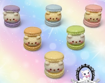 Anillo ajustable con forma de oso de crema de macaron