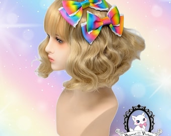 Vibrant Rainbow Duchess Bows - Hair Clips - x2
