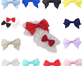 Mini White Wrist Cuffs - Your choice of bow color/size!
