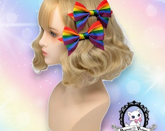 Pride Rainbow Bows - Hair Clips - x2