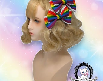 Pride Rainbow Duchess Bows - Hair Clips - x2