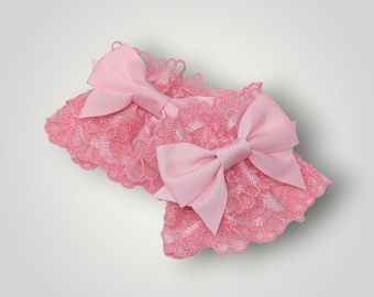 Pink Bow Lace Wrist Cuffs