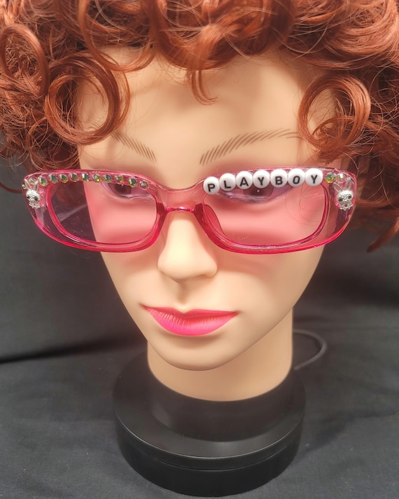 Playboy Sunglasses: Pink Translucent Oval Frames, Bunny  display picture 1