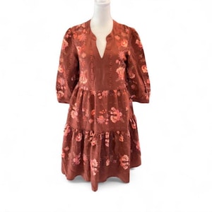 fig and flower embroidered dress Fig floral green dress
