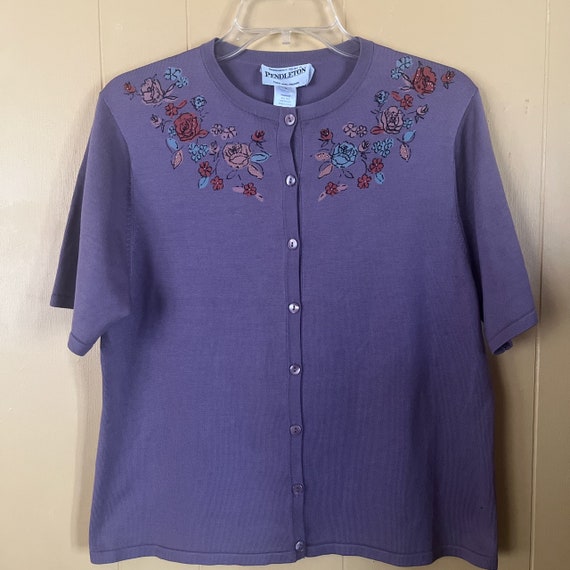 Pendleton Silk Blend Lightweight Lavender Short S… - image 1