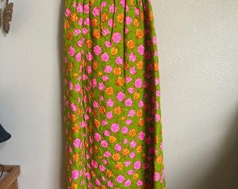 Vintage 1970s Alex Colman Of California bright floral quilted Women’s XS skirt