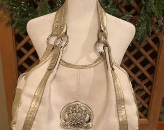 Y2K Van Zeeland Canvas & Metallic Shoulder Bag Crown Logo Purse