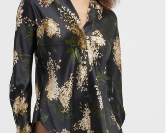 Vince Silk Camilla Luxury Floral Blouse Top Large