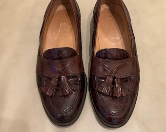 Johnston & Murphy Cellini Mens 9.5M. Brown Croc Leather Tassel Loafers Italy Johnston & Murphy | Shoes | Johnston Murphy Cellini Italy  main image 2