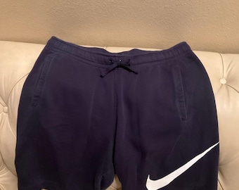 Nike Athleisure Navy Sweat Shorts Large Swoosh Logo Men’s Large