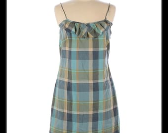 ANN TAYLOR LOFT Y2K Spaghetti Straps Above Knee Plaid Cotton Dress