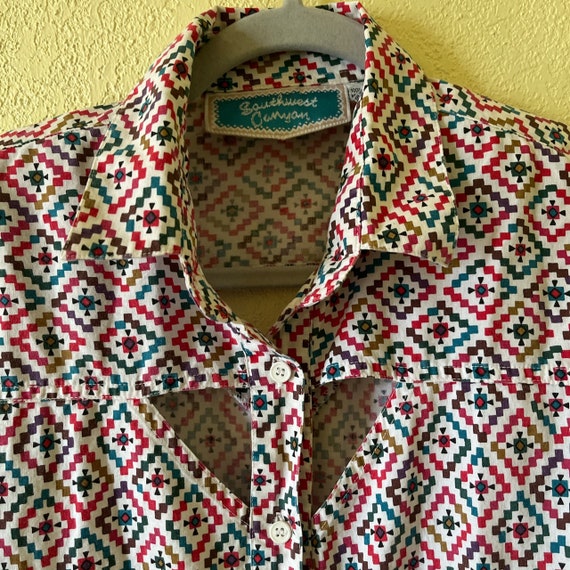 Vintage Cut out South Western Aztec Shirt! - image 2