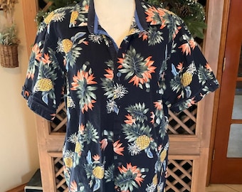 Barabas Hawaiian Tropical Pineapple Button Down Shirt Large