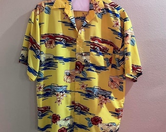 Montello Club Hawaiian Shirt Retro Cars Print Medium