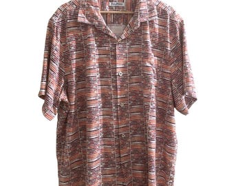 Tommy Bahama Men’s XXL Silk Blend Button Up Abstract Short Sleeve