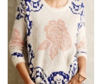 Anthropologie La Fee Verte Women’s Medium Sweater with a floral pattern