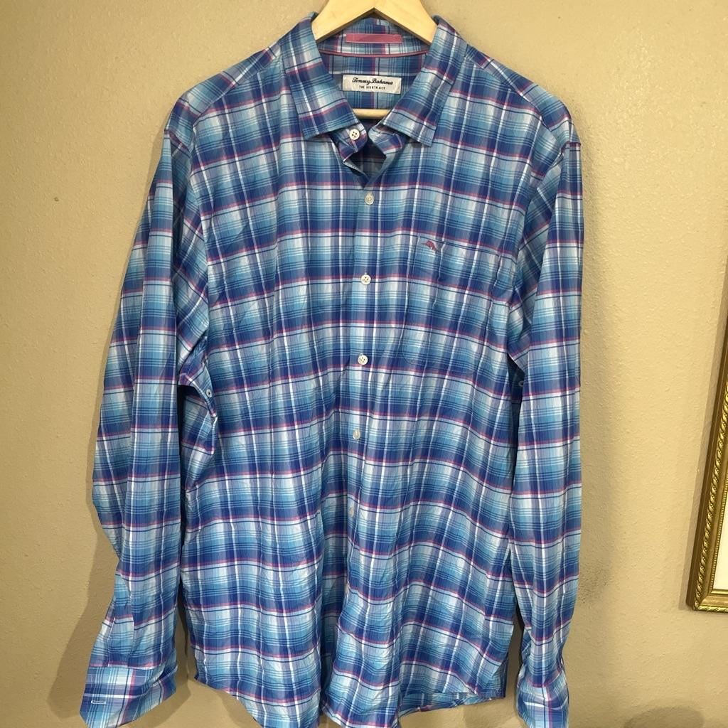 Tommy Bahama Men's Size XL the Siesta Key Shirt Pink Plaid Long