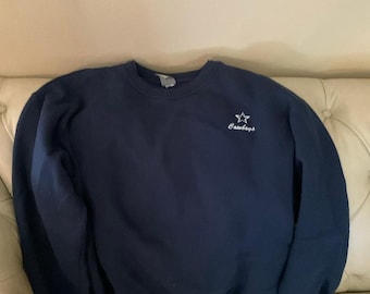 Vintage Moretz Dallas Cowboys 2X Embroidered Navy Crewneck Sweatshirt Pullover