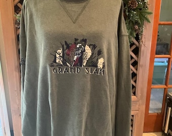 Vintage Grand Slam Golf Embroidered Waffle Knit Pullover Sweatshirt XXL Grandpa
