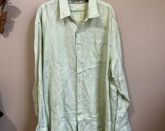 Tommy Bahama Linen Mens XXL/TTG Light green linen button up shirt