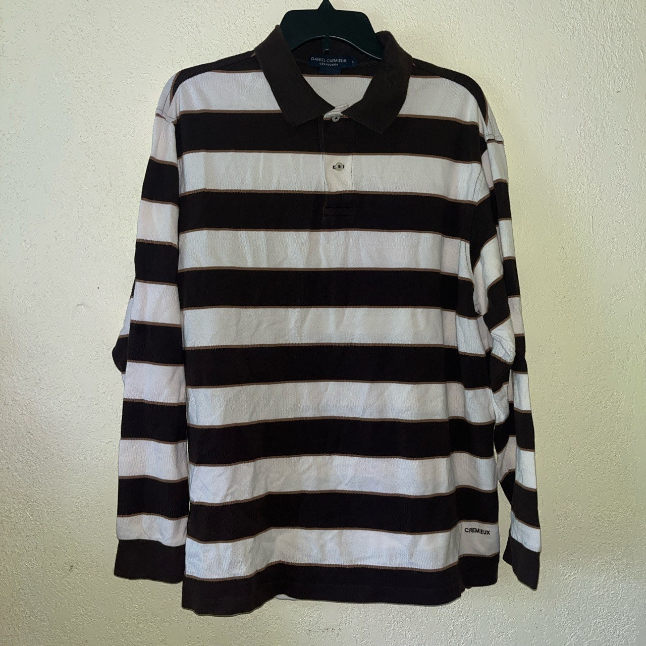 Cremieux Daniel Cremieux Signature Label Striped Cotton Linen Short Sleeve  Polo Shirt