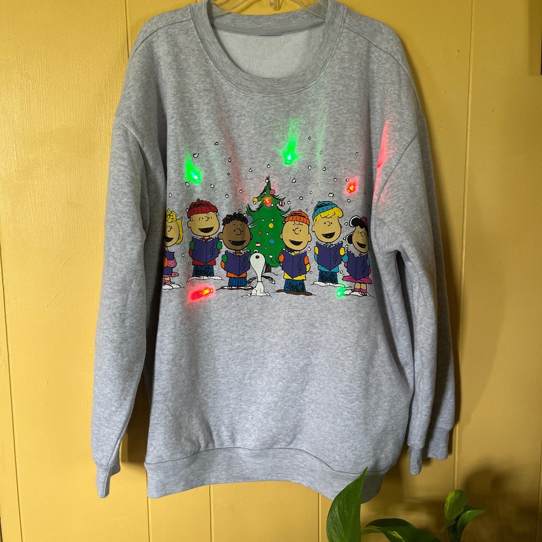 Christmas Light up Charlie Brown Peanuts Gang Sweatshirt Etsy