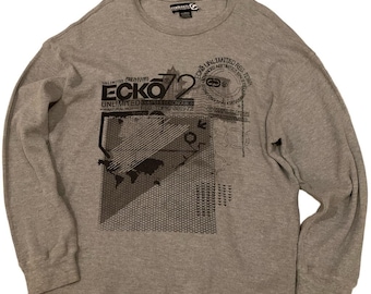 Vintage Y2K Ecko Unltd Gray Thermal Grunge Skate Emo Cyber Mall Goth Mens XL