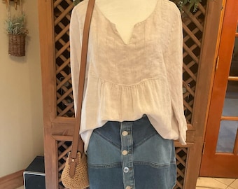 Match Point Linen Boho Coastal Lagenlook Women’s Medium Top