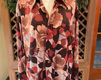 Vintage 70s Retro Floral Sutton Place Men’s Medium