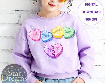 67 Valentijnsdag voor kinderen, png PNGEgg | Directe digitale download | Trendy Gen Z Slang Valentine Candy Hearts Six Seven afdrukbare Valentijnsdag clipart
