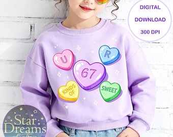67 Bambini Gen Z Slang San Valentino PNG / Download digitale istantaneo / Cuori di caramelle di San Valentino alla moda Sei sette Clipart di San Valentino stampabili