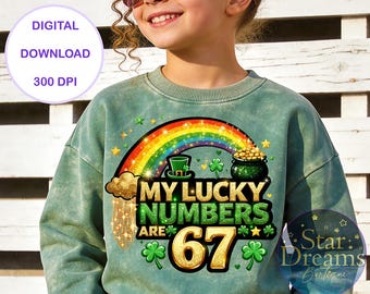 67 Bambini Giorno di San Patrizio PNG / Download digitale istantaneo / Gergo di tendenza della generazione Z San Patrizio Sei Sette stampabile / Clipart del Giorno di San Patrizio 6-7
