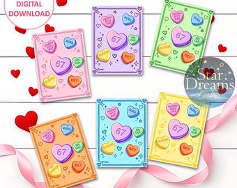 67 biglietti di San Valentino con slang per bambini della Generazione Z / Biglietti di San Valentino stampabili con cuori di caramelle per la scuola / Download digitale istantaneo