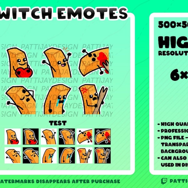 6x Emotes – Fries Bundle/Pack | Twitch | Discord | Bundle | Pack