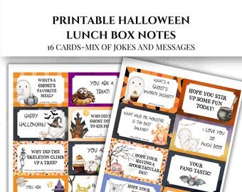 Halloween Kids Lunch Box Notes, Kid Jokes, Messages, Printable Lunchbox Notes for School, Halloween Kids Printable, Notes for Kids, Download