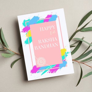 1st Raksha Bandhan Card, Pink, First Rakhi Card, Printable, INSTANT DIGITAL DOWNLOAD