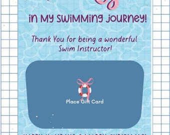 Portatarjetas de regalo de entrenador de natación personalizado, imprimible, ¡un entrenador maravilloso!