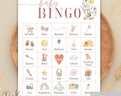 Baby Bingo Game, Wildflower, Boho Baby Shower, Baby Shower Game, Floral Baby Shower, 50 Prefilled Bingo Cards, Printable Game, Baby in Bloom